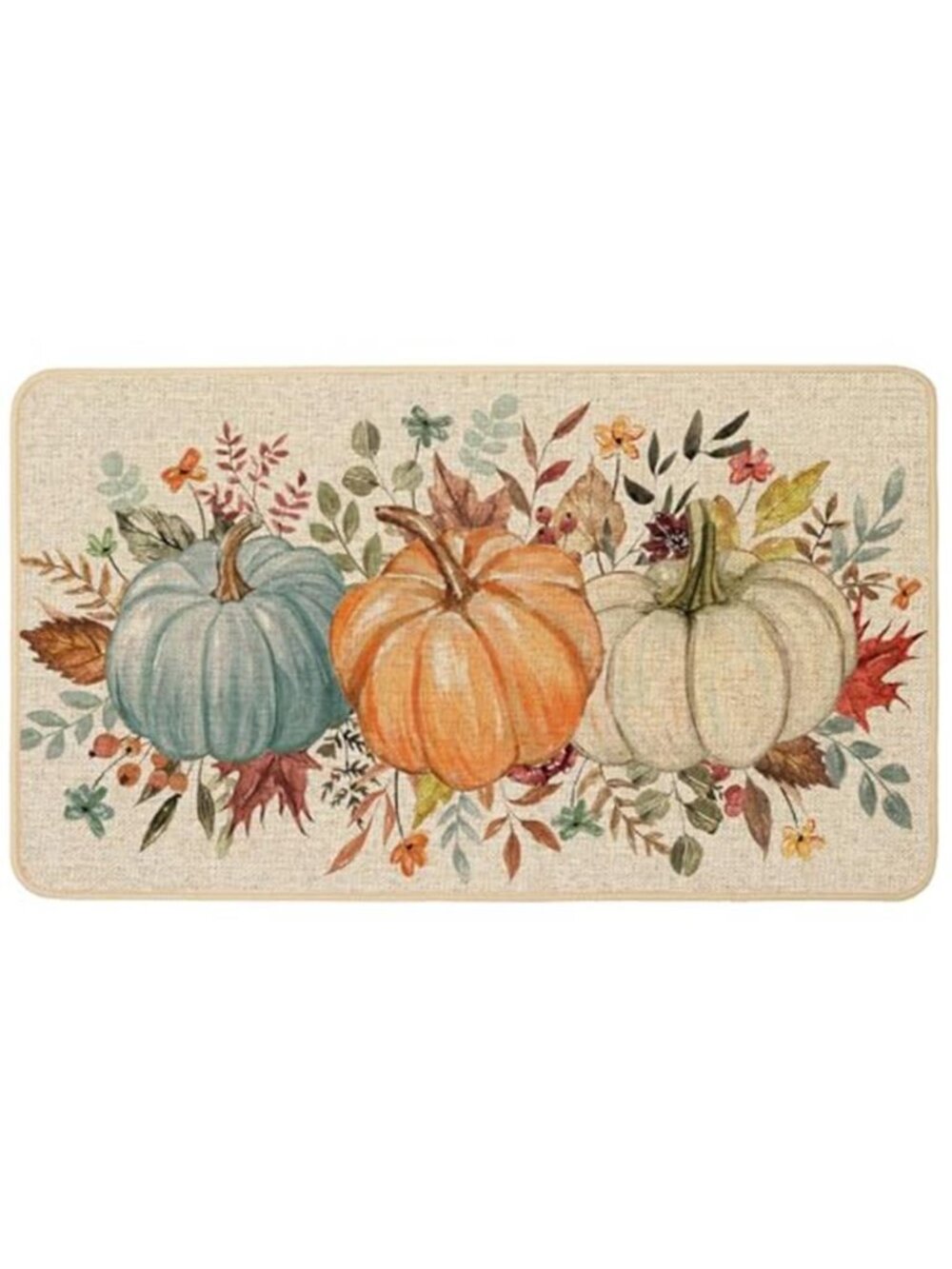Fall Pumpkins Doormat Indoor Outdoor Outside Autumn Thaksgiving Floral